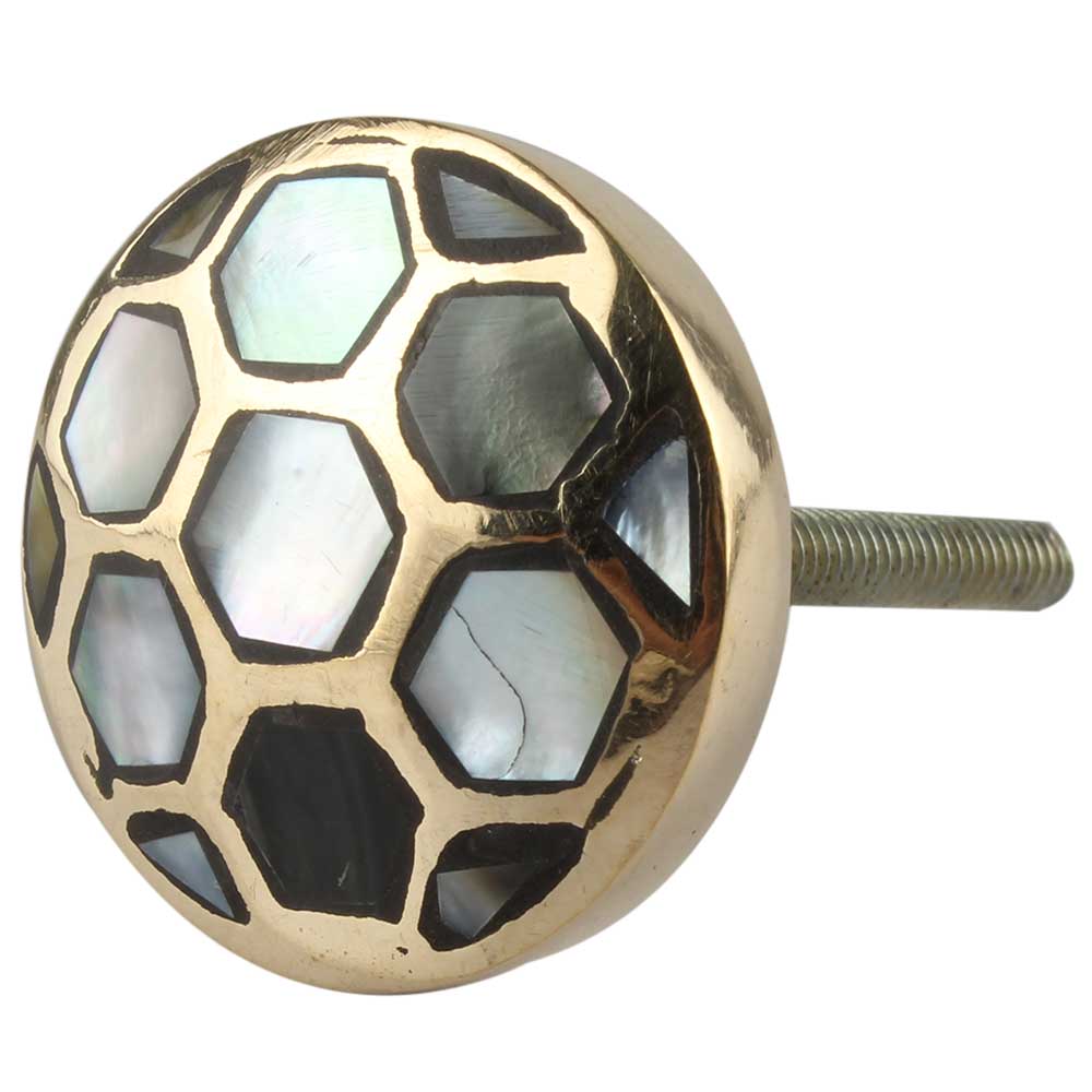 Golden Brass Metal Black Shell Drawer Knobs